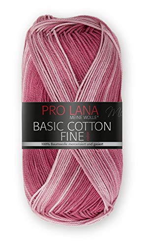 PRO LANA Basic Cotton Fine Color - Farbe: Himbeer Color (281) - 50 g / ca. 175 m Wolle von Prolana