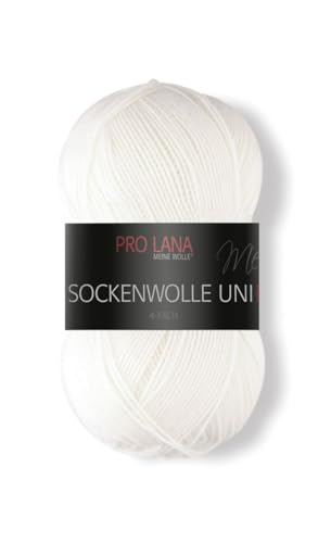 PRO LANA Sockenwolle Uni 4-Fach 401 - weiß von PRO LANA