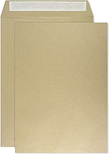 Netuno 50 Versandtaschen DIN B4 Braun 250 x 353 mm 100g braune Versandtaschen groß ohne Fenster gerade Klappe haftklebend Briefumschläge groß Briefkuverts Großformat B4 Briefhüllen Papier Umschläge von Netuno