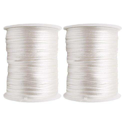 Promise Babe 2PCS 75M Schnur für Armbänder, 1 mm Dünn Weiß Bastelnschnur Faden Perlen Auffädeln DIY String Perlenschnur Schmuckschnur Schnullerkette Halskette Schmuckherstellung Thread DIY Crafts von Promise Babe