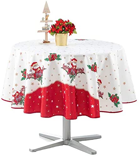 Tischdecke, rund, schmutzabweisend, Weihnachtsmann, 160 cm von Promo Linge