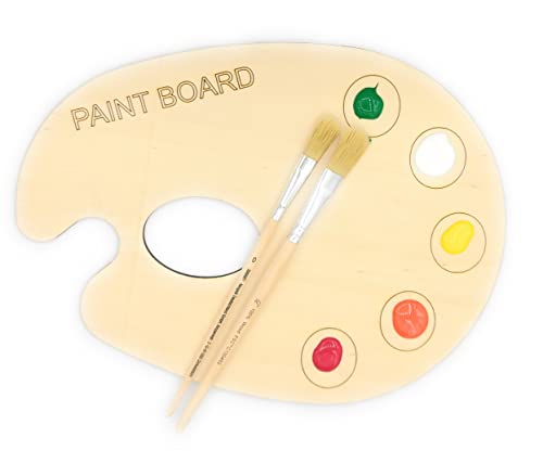 Promotech 27 cm x 20 cm Lasergravierte Malpallette Mischpalette für Kinder und Erwachsene aus 4 mm Pappelholz von Promotech