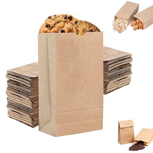 ProsXinty 100 Stück kraftpapier tüten, Klein18x9x5.5cm geschenktüten papier Papiertüte mit Boden, Geeignet für Lebensmittelverpackungen Weihnachten Hochzeiten, Braun von ProsXinty