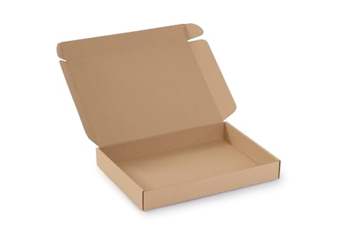 Faltkarton 50 Stück 334x244x45 mm Karton - Braun - Wellpappe - Stark 3-lagigem Karton - Versandkarton - Verpackung - Versandtaschen - Geschenkbox - Post - Warensendung - Steckverschluss - Schachtel von ProtectBox+