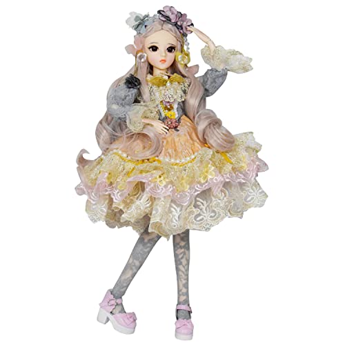 Proudoll 1/3 BJD-Puppe, 60 cm, Prinzessin Carrera SD Ball Jointed Puppen, individueller Puppenkörper mit Kleidung, Outfit-Set von Proudoll