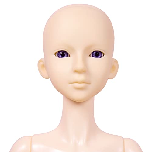 Proudoll Maßgeschneiderter 1/3 BJD-Puppenkörper, 60 cm, Kugelgelenk, SD-Puppe, Gelenke, PVC, DIY-Puppe, weiße Haut, optionale Augenfarben (männlich, lila) von Proudoll