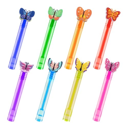 Proypiax Bubbles Party Gefälligkeiten, Bubble Sticks,8 Stück Cartoon Butterfly Bubble Stick | Goodie Bags Stuffers, Kinderbadeszeit Spielzeug, Klassenzimmerpreise für Innenaktivitäten im Freien in von Proypiax