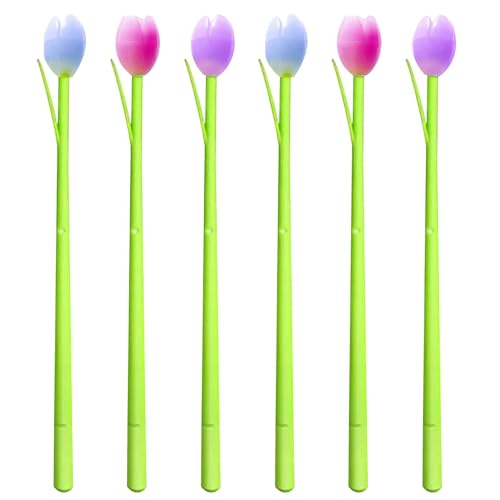 Proypiax Farbwechsel Kugelschreiber, Farbwechselnde Tulpe Gel Stift, Gel-Blumenstifte 6 Stücke Kugelschreiber Kreative Gel Tinte Tintenroller - 0,5-mm-Tintenroller von Proypiax