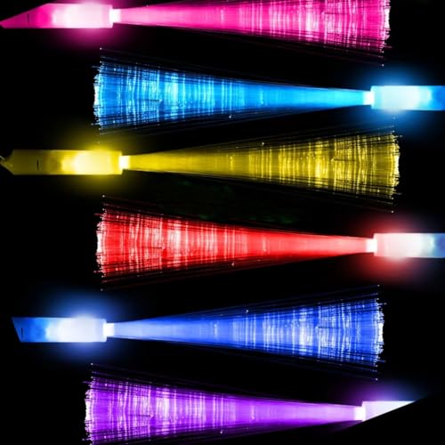 Glasfaser Leuchtstäbe 12 Stück Bunte Faserglühstäbchen LED Lichter Kinder Erwachsene Partyspielzeug mit Batterien für Nachtpartys, Discos, Konzerte, Weihnachten, Vereine, Karneval (Fashion) von Prtoworior