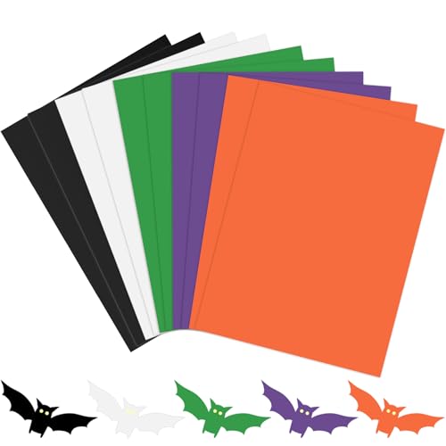 50 Blatt Halloween-Karton, 250 g/m², Halloween-Papier, schwarz, orange, lila, grün, weiß, Karton für Halloween-Bastelarbeiten, Kartenherstellung, Scrapbook-Zubehör von Prudiut