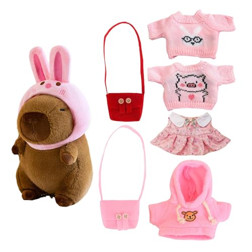 Capybara Plüschtie Kuscheltier Capybara, Niedliche Capybara Kuscheltier, Capybara Plushie Puppen Mit Kleidung Tasche Hut Niedliche Weiche Capybara Plüschtiere Für Kinder von Pruojhw