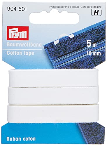 Prym Consu 904601 Baumwollband, Cotton, Weiss, 10 mm, 5 m, KTE von Prym