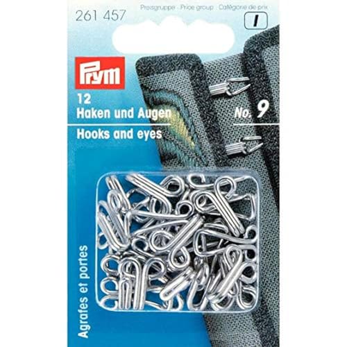 Prym for Jerkins mild Steel 9 Silver col Hooks and Eyes, Legierter Stahl, One Size von Prym