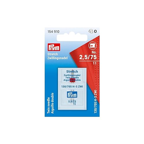 Prym 154910 Doppel-Nähmaschinennadel Stretch, 130/705, No. 75/2,5mm, Stahl, silberfarbig, 75/2,5 mm von Prym