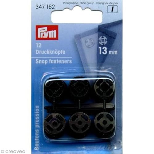 Prym Druckknopf, Plastic, Schwarz, 13 mm Größe, 12 von Prym