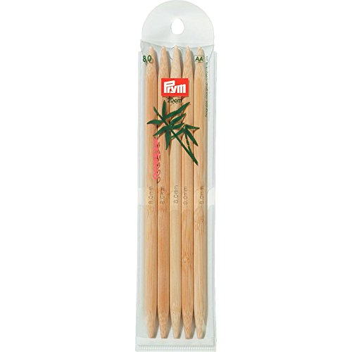 Prym 221219 Strumpfstricknadeln, 20 cm, 8,00 mm Strumpfstricknadel, Bambus, Natur, 8 mm von Prym