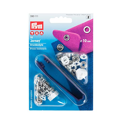 Prym 390111 Nähfrei-Druckknopf Jersey Zackenring Messing 11 mm weiß, Metal von Prym