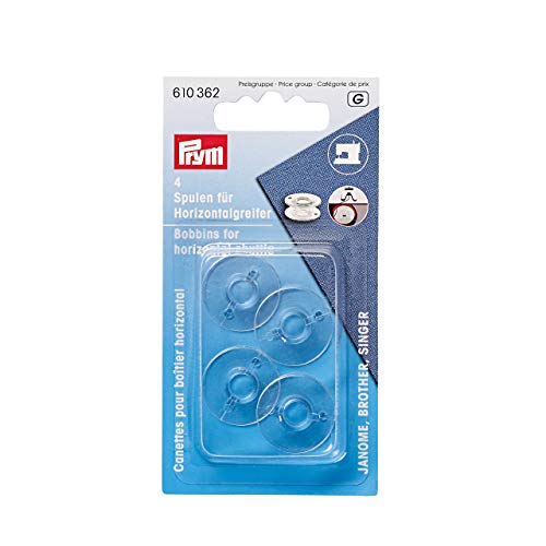 Prym 610362 Nähmaschinenspulen, Horizontalgreifer, 20,5mm, Plastik, transparent, 20,5 mm von Prym