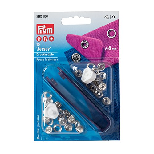 PRYM 390100 Nähfrei 10 Jersey-Druckknöpfe Werkzeug, 8 mm silberfarbig, Silber von Prym