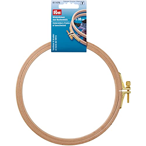 Prym - Prym Naturfarben (0.8x16cm) Buche Holz Stickerei Rahmen mit Messing Schrauben - 1 Stück, Beige von Prym