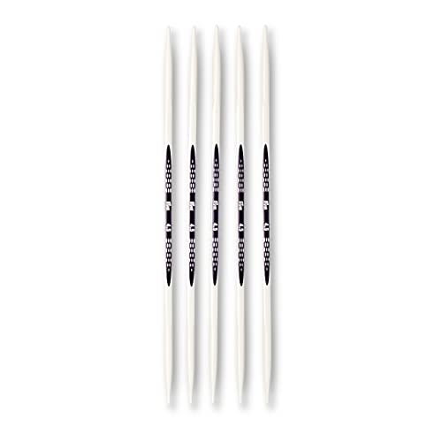 PRYM double-point Ergonomische Stricknadeln/Nadeln, High-Performance-Kunststoff, Mehrfarbig, 4,5 mm, 20 cm Länge, Set von 5, Alabasterweiß von Prym