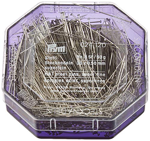 Prym 024120 Stecknadeln, 0,50 x 30mm, silberfarbig, 50g, Kunststoffdose, Stahl, 30 x 0,5mm von Prym