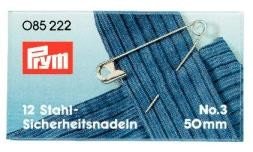 Prym 085222 Sicherheitsnadeln, 50mm, silberfarbig, 12 Stück, Stahl von Prym