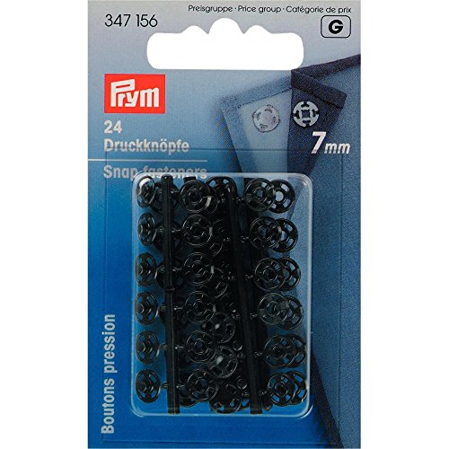 Prym 347156-1 Knöpfe schnappen, Plastic, Schwarz, 7 mm Durchmesser, 24 Count von Prym