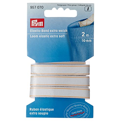 Prym weiß 957070 Elastic-Band extra weich 10 mm, Polyester, 2 Meter Länge x Dicke von Prym