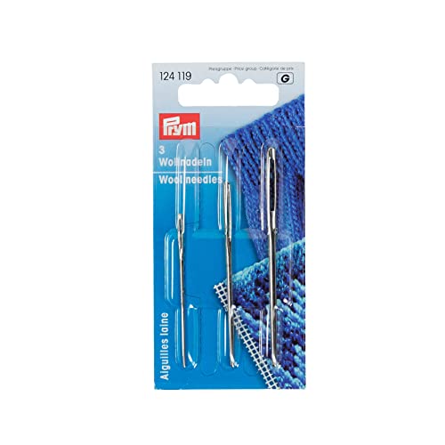 Prym 124119 Woll-und Smyrna-Nadeln ohne Spitze, ST 1+3 silber, 1 Stück 70 x 2,40 mm, 60 x 1,90 mm, 50 x 1,2 mm, 3 Stück von Prym