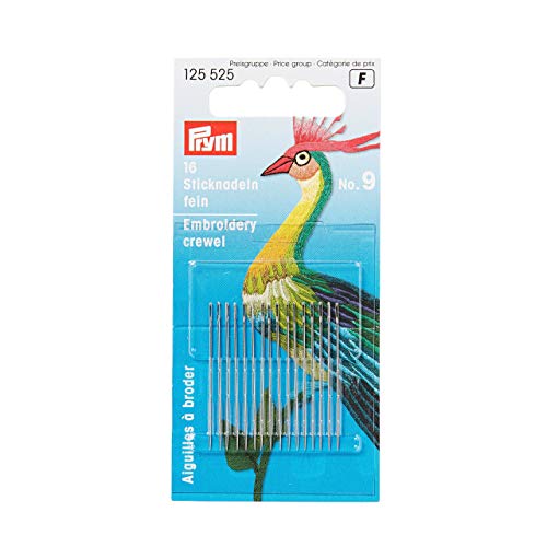 Prym 125,525 Crewel Sticknadeln, Steel, Silber, 35 mm Länge x 0,6 mm Dicke, 16 Count von Prym