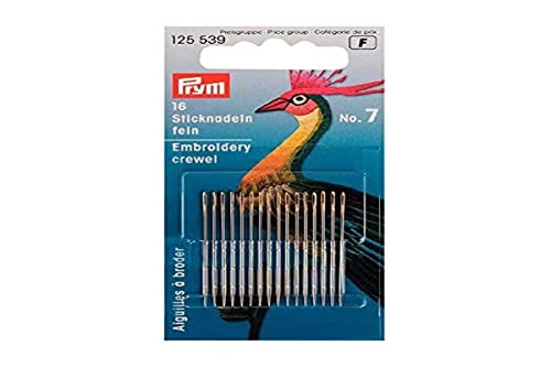 Prym 125,539 Crewel Sticknadeln, Steel, Silber/Gold, 38 mm Länge 0,7 mm Dicke, 16 Count von Prym