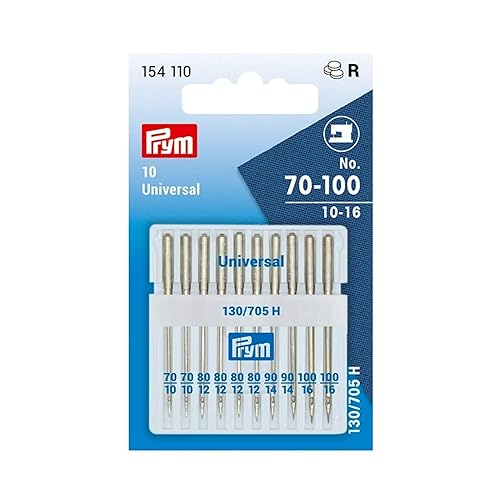 Prym 154110 Maschinennadeln Standard 70-100, 130/ 705 10 Stück Nähmaschinennadel, Stahl, silber, 3,0 x 0,3 x 0,3 cm, Standard, 130/705, No. 70-100 von Prym