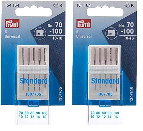 Prym 154164 Nähmaschinennadeln Standard, 130/705, No. 70-100, Sortiert, Stahl, silberfarbig (Packung mit 2) von Prym