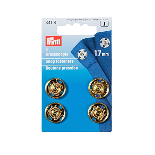 Prym Druckknöpfe zum Aufnähen Messing Gold Col 17mm, 100%, 17 mm von Prym