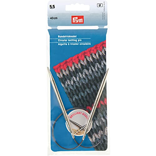 Prym 212170 Rundstricknadeln MS 40 cm 5,50 mm silberfarbig Rundstricknadel, Messing, 5,5 mm von Prym