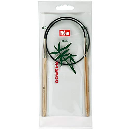 Prym 221550 Rundstricknadeln, 60 cm, 6,00 mm Rundstricknadel, Bambus, Natur, 6 mm von Prym