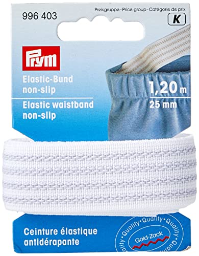 Prym 25 mm weiß 996403 Elastic-Bund Non Slip, Rubber von Prym