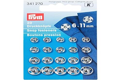 Prym 341270 Annäh-Druckknöpfe MS 6-11 mm silberfarbig, silber von Prym