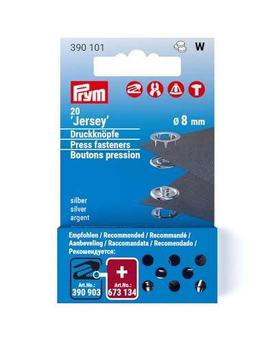 Prym - Prym Nicht-Nähen Silberfarbenes Messing (8mm) Selbstsichernder Ring-Jersey-Pressverschlüsse für Dünnere und Dehnbare Stoffe - 20 Stück von Prym