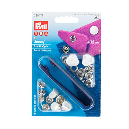 Prym Nähfrei-Druckknopf Jersey Glatte Kappe Messing 12 mm Weiß, Metall, Einzelstück von Prym