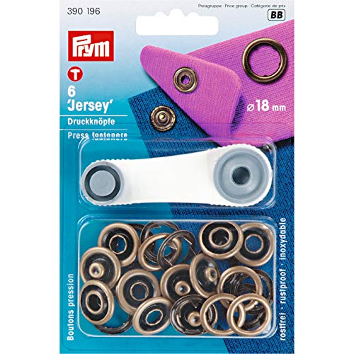 Prym 390196 Nähfrei-Druckknopf Jersey Messing 18 mm altmessing, metal von Prym