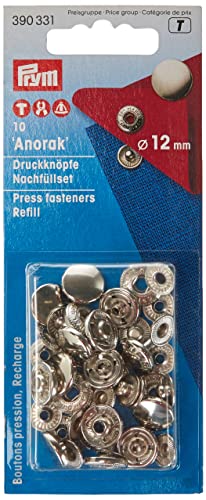 Prym 390331 Nachfüllpackung für 390330 Nähfrei Druckknopf Anorak, Messing 12 mm silberfarbig, metal von Prym