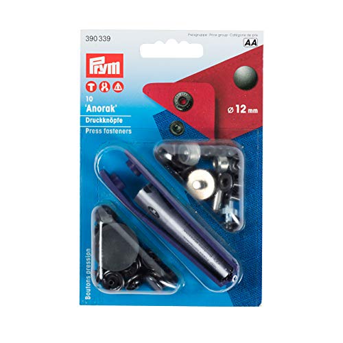 Prym 390339 Nähfrei-Druckknopf Anorak Messing 12 mm brüniert, Metall von Prym