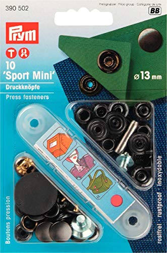 PRYM 390502 Nähfrei-Druckknopf Sport Mini Messing 13 mm brüniert von Prym