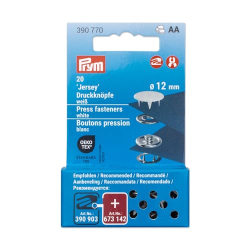 Prym 390770 Druckknöpfe Jersey, 12 mm, weiß, kompatibel mit dem Vario Creative Tool von Prym