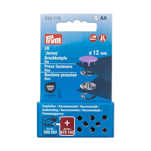 Prym 390778 Druckknöpfe Jersey, 12 mm, lila, kompatibel mit dem Vario Creative Tool von Prym