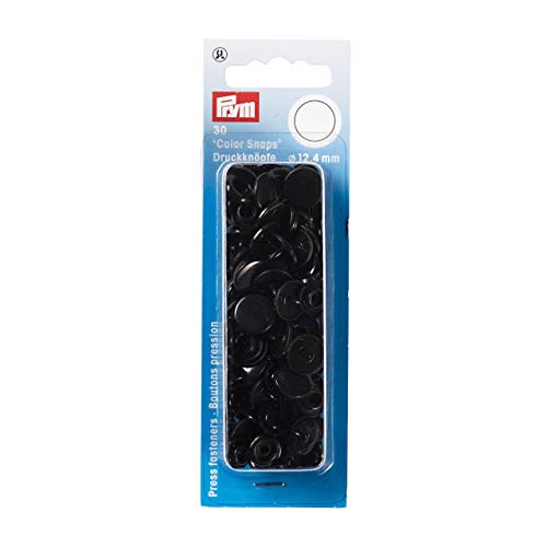 Prym 393105 Nähfrei Druckknopf Color Snaps rund 12,4 mm schwarz, Kunststoff, 12.4 mm von Prym