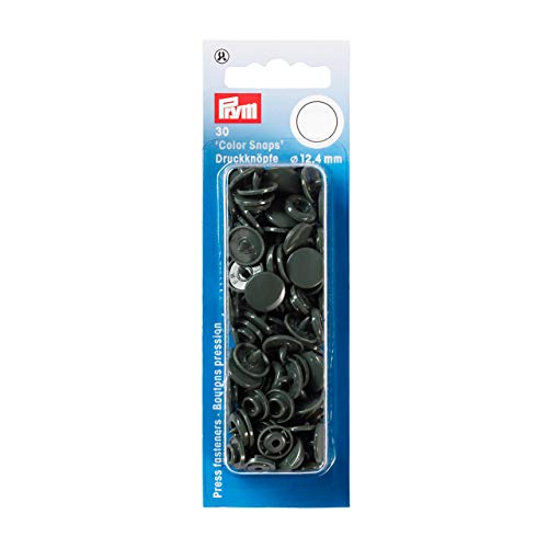 Prym 393109 Nähfrei Druckknopf Color Snaps rund 12,4 mm dunkelgrau, Kunststoff, 12.4 mm von Prym