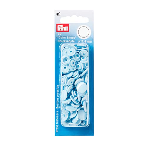 Prym 393120 Nähfrei Druckknopf Color Snaps rund 12,4 mm hellblau, Kunststoff, 12.4 mm cm von Prym